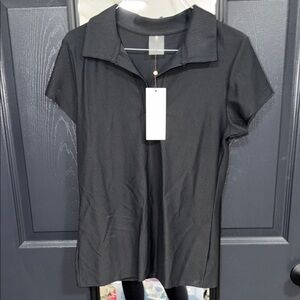 CALIA Ribbed Black Polo Dress Medium NWT Athleisure Golf Tennis